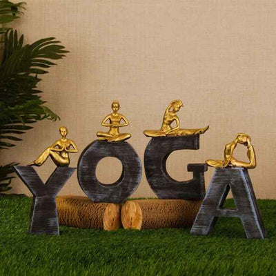 Silver Yoga Figures Table Decor Showpiece - ItStyle Store