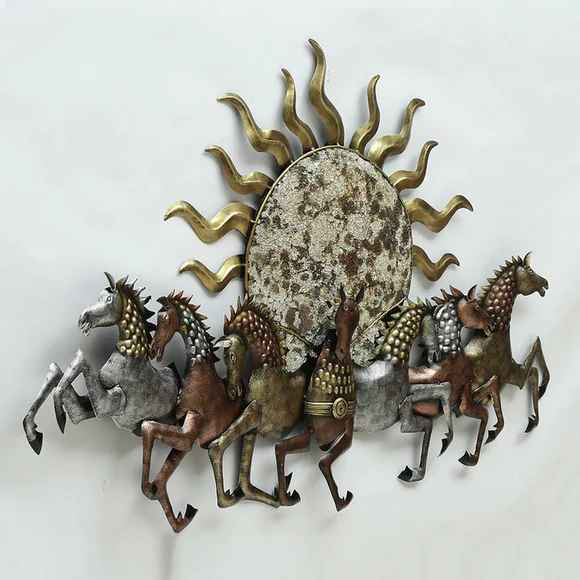 Running Sun Horses With Led Metal Wall Art - ItStyle Store