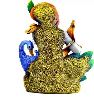 Peacock Krishna Tabel Decor Polyresin Showpiece