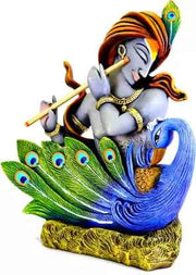 Peacock Krishna Tabel Decor Polyresin Showpiece