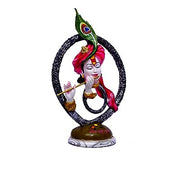 Multicolor Ring Krishna Tabel Decor Polyresin Showpiece