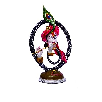 Multicolor Ring Krishna Tabel Decor Polyresin Showpiece