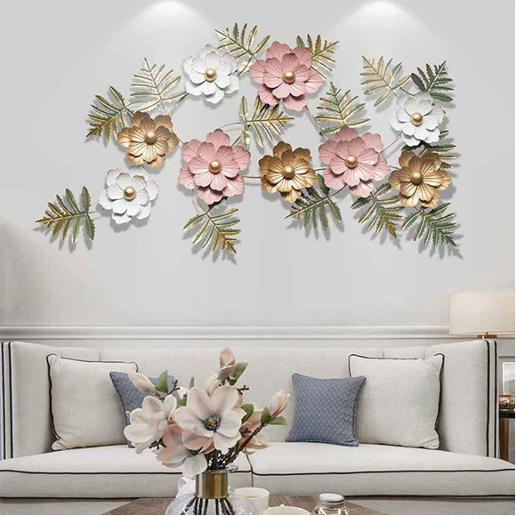 Pink White Floral Metal Wall Art - ItStyle Store