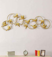 Golden Birds Flying Metal Wall Art