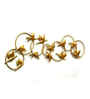 Golden Birds Flying Metal Wall Art