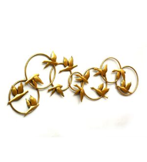 Golden Birds Flying Metal Wall Art