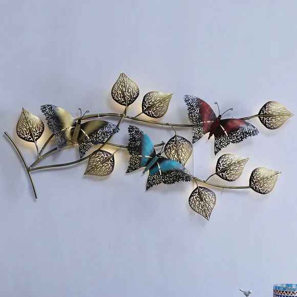 Metal Multicolour Butterfly Wall Decor Led Wall Art