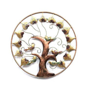 Metal Round Bird Tree Leaf Wall Art
