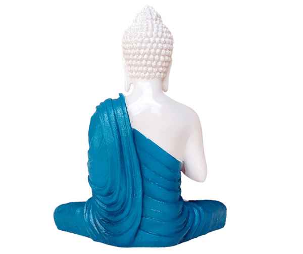 White and Blue Buddha Samadhi Tabel Decor Polyresin Showpiece - ItStyle Store