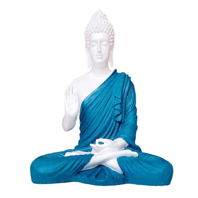 White and Blue Buddha Samadhi Tabel Decor Polyresin Showpiece - ItStyle Store