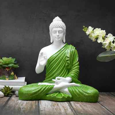 Green Buddha Samadhi Tabel Decor Polyresin Showpiece