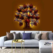 Metal Meditating RED Buddha Tree LED Wall Art