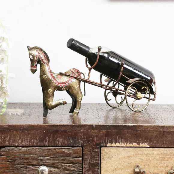 Multicolour Metal Horse Bottle Stand Figurine - ItStyle Store