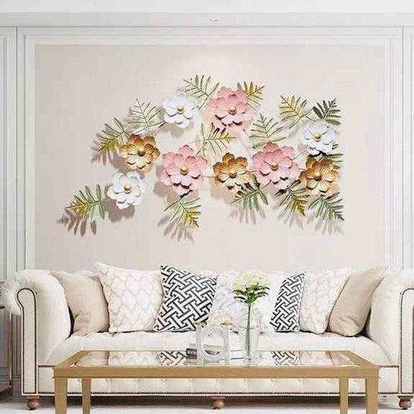 Pink White Floral Metal Wall Art - ItStyle Store