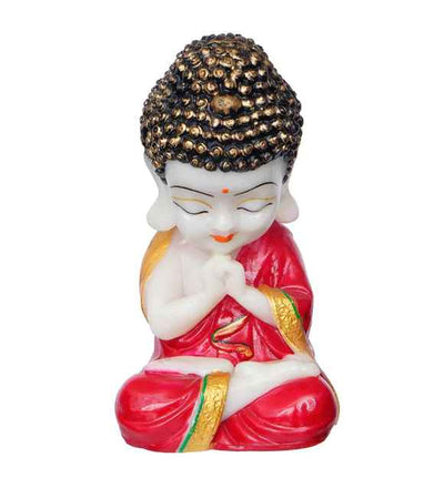 Red Happy Monk Table Decor Polyresin Showpiece - ItStyle Store