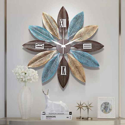 Multicolor Roman Leaf Metal Wall Clock - ItStyle Store