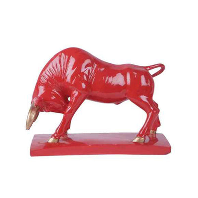 Polyresin Red Bull Table Decor Showpiece