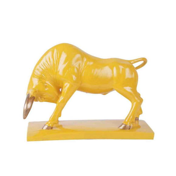 Polyresin Yellow Bull Table Decor Showpiece
