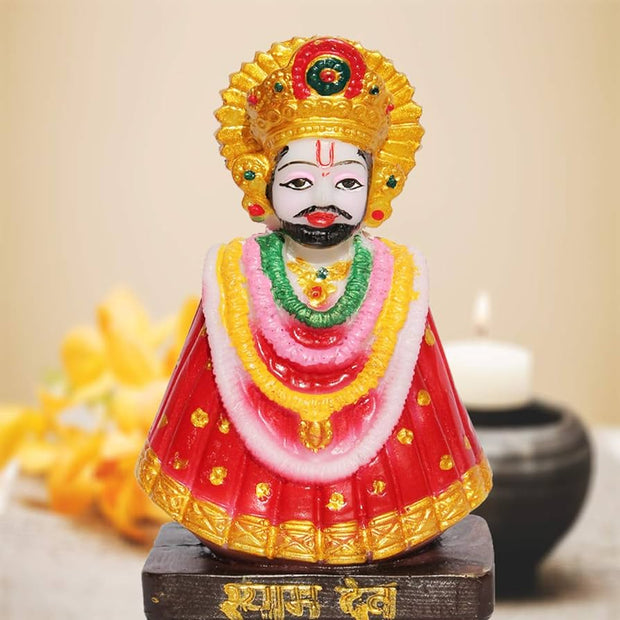 Polyresin Khatu Shyam Baba Idol for Home Temple Pooja Idol Decorative Showpiece