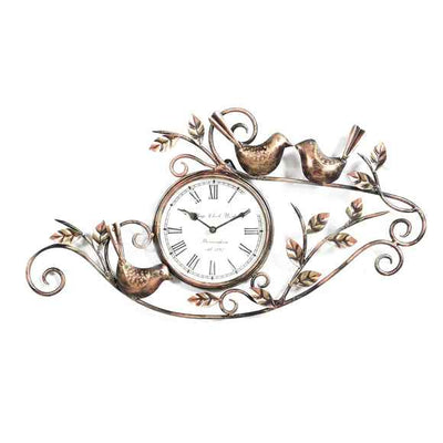 Three Birds Tree Brown Metal Wall Clock - ItStyle Store