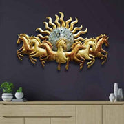Golden Seven Running Horses Metal LED Wall Art - ItStyle Store