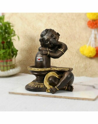 Shivling Ganesha Table Decor Polyresin Showpiece